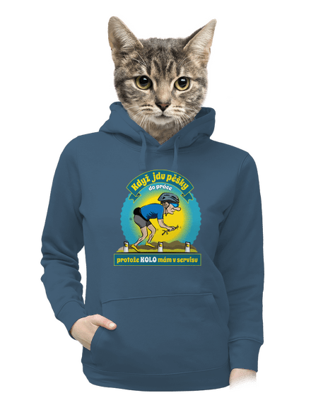 Závislost na kole dámská mikina klokanka Denim