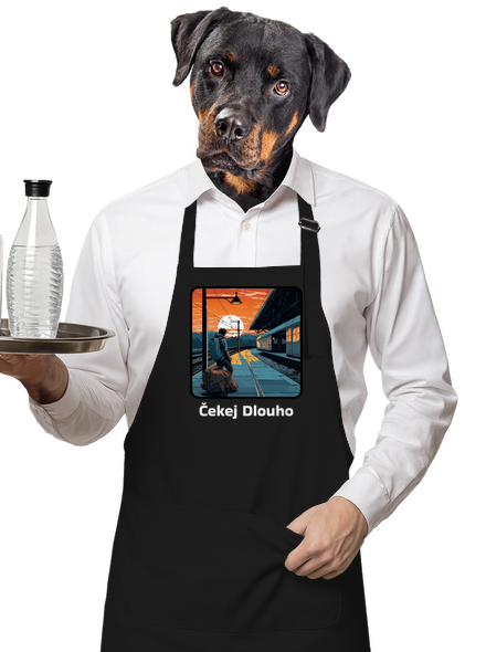 Čekej dlouho zástěra Black