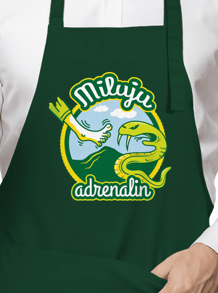 Miluju adrenalin zástěra Bottle Green