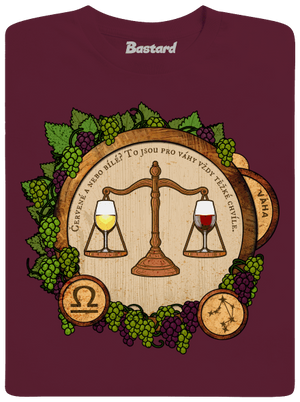 Vinný horoskop: Váha pánské tričko Burgundy