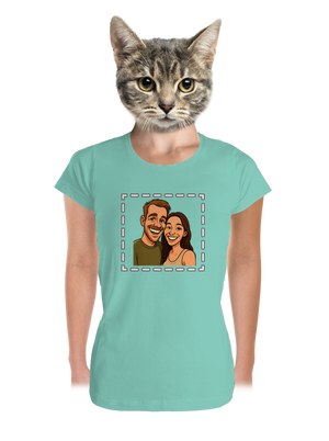 Karikatura z vlastní fotky dámské tričko premium Mint Mal