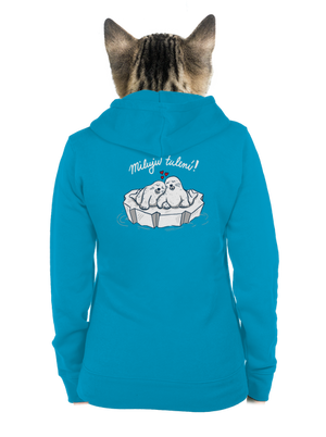 Miluju tulení dámská mikina na zip Blue Atol