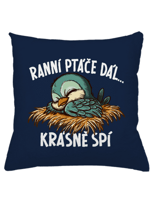 Ranní ptáče spí polštář Dark Navy