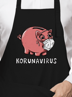 Korunavirus v kasičce zástěra Black