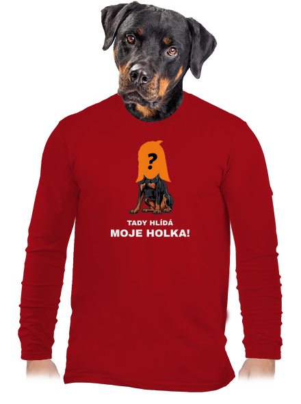 Tady hlídám já pánské dlouhý rukáv Red