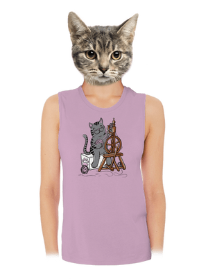 Kočka přede dámské tílko volné Lilac