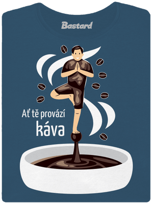 Káva provází dámské tričko premium Petrol Blue