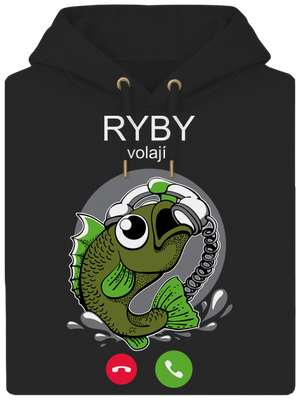 Ryby volají unisex mikina premium Dark Black