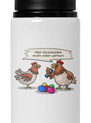 Slepice před Velikonocemi lahev na vodu White