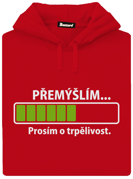 Přemýšlím pánská mikina klokanka Red