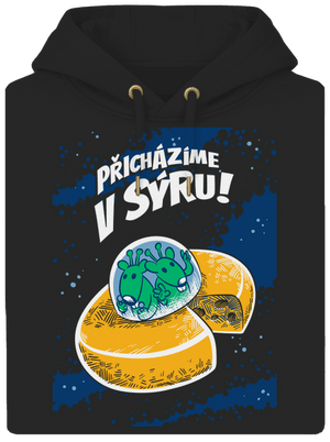 Přicházíme v sýru unisex mikina premium Dark Black