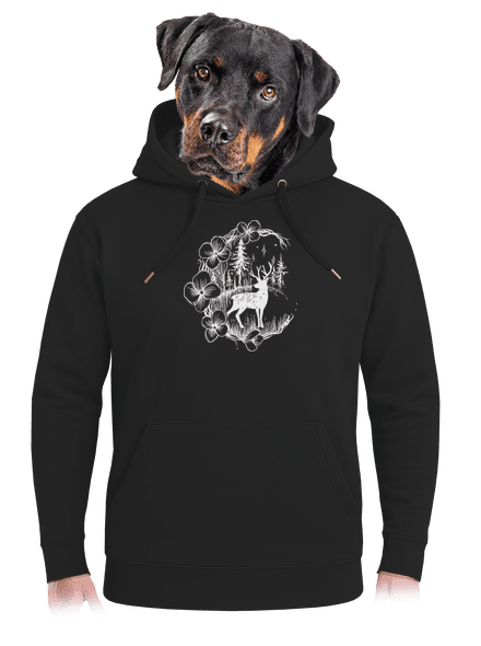 Jelen v květu bílý unisex mikina premium Dark Black
