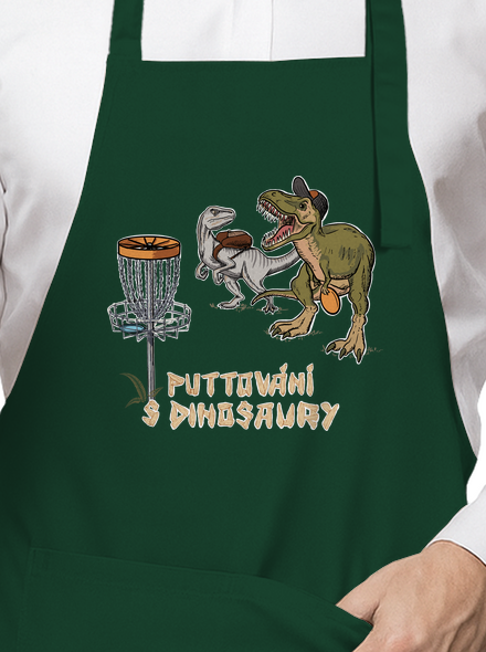 Puttování s dinosaury zástěra Bottle Green