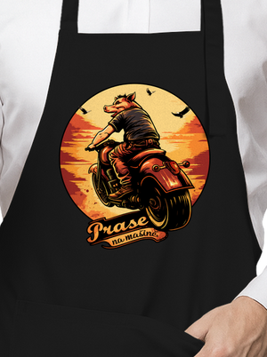 Prase na mašině zástěra Black