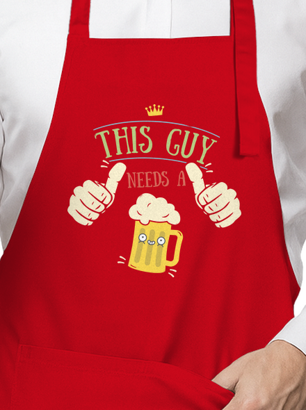 Tenhle týpek potřebuje pivo zástěra Red