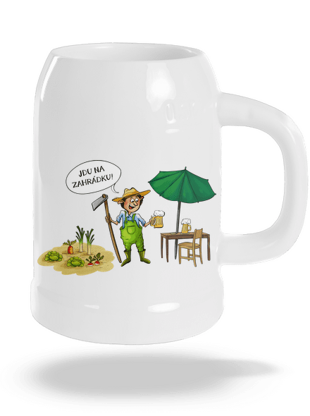 Jdu na zahrádku půllitr White