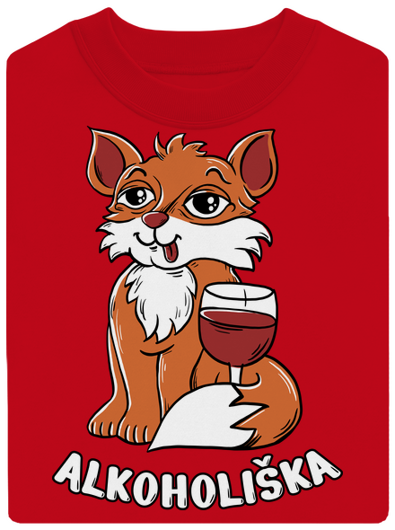 Vínová Alkoholiška unisex mikina bez kapuce Red