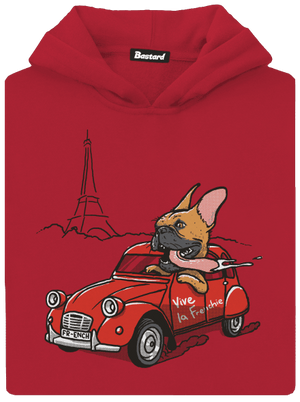 Francouzský buldoček dětská mikina klokanka Fire Red
