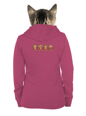 Opička s mobilem dámská mikina na zip Magenta