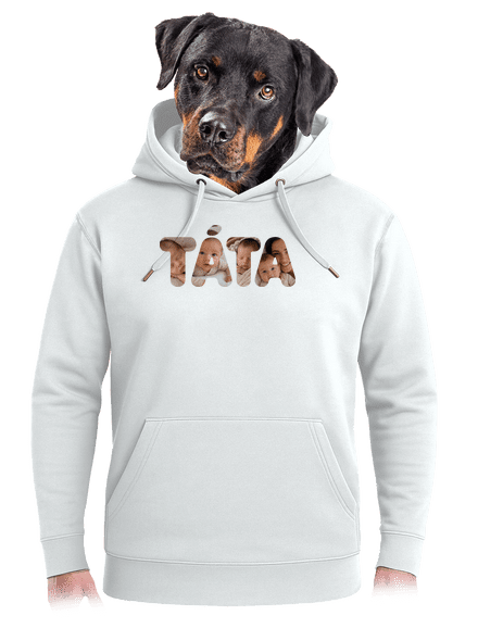 Nápis táta z vlastních fotek unisex mikina premium Snowwhite
