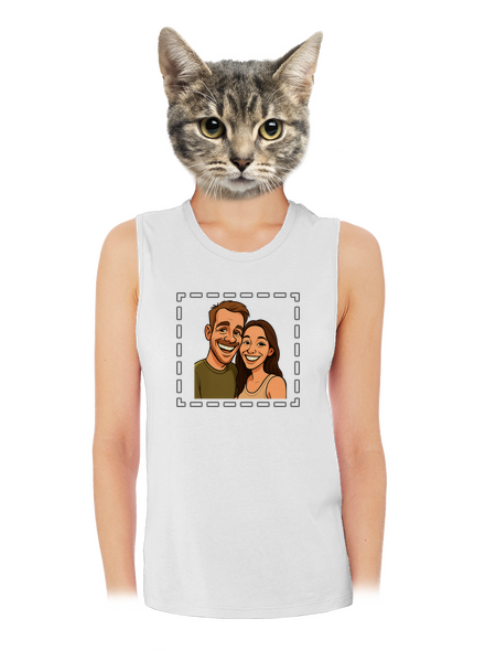 Karikatura z vlastní fotky dámské tílko volné White