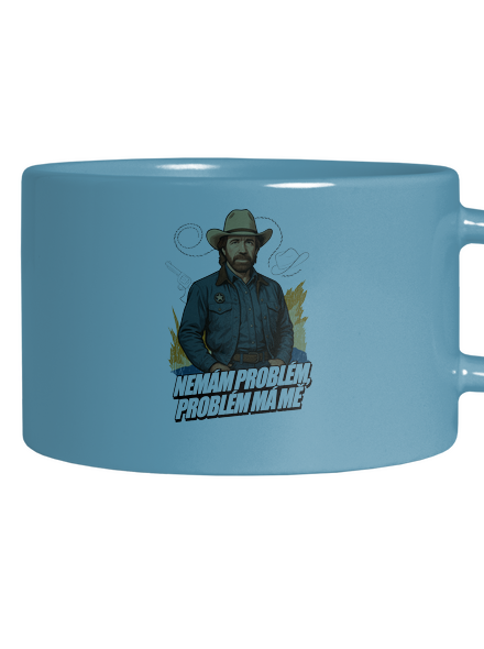 B19: Chuck Norris z Walker, Texas Ranger hrnek makronka Blue Macaron
