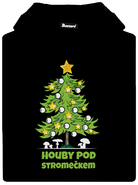 Houby pod stromečkem pánská mikina klokanka Black