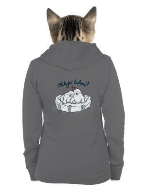 Miluju tulení dámská mikina na zip Steel Gray