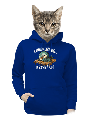 Ranní ptáče spí dámská mikina klokanka Royal Blue Mal