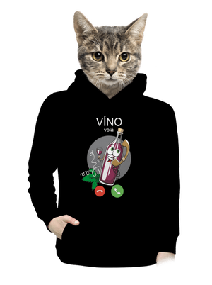 Červené víno volá dámská mikina klokanka Black