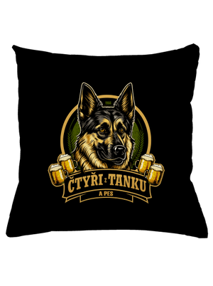 Čtyři z tanku a pes polštář Black