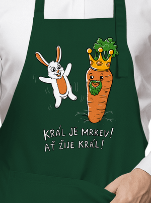 Král je mrkev, ať žije král zástěra Bottle Green