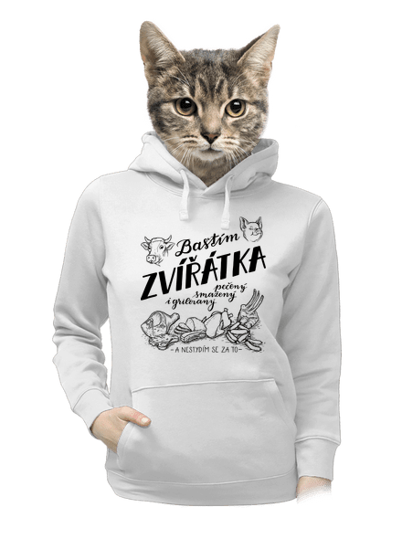 B12: Baštím zvířátka dámská mikina klokanka White