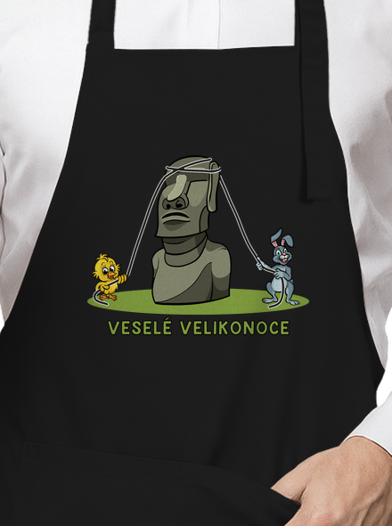 Velikonoční Moai zástěra Black