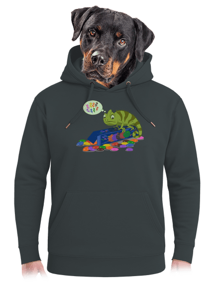 Zmatený chameleon unisex mikina premium Charcoal