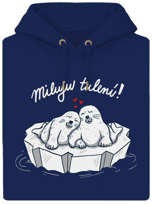 Miluju tulení unisex mikina premium Navy
