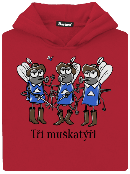 Tři muškatýři dětská mikina klokanka Fire Red