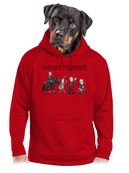 Evoluce prezidentů pánská mikina klokanka Red