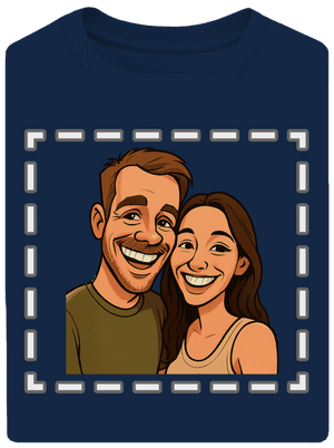 Karikatura z vlastní fotky unisex tričko oversized Midnight Blue