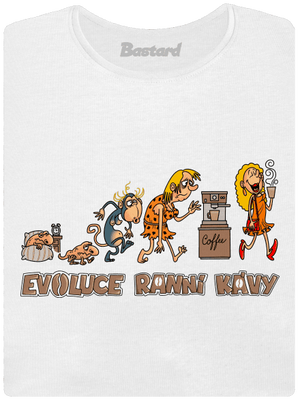 Evoluce ranní kávy dámské tričko s lemem White
