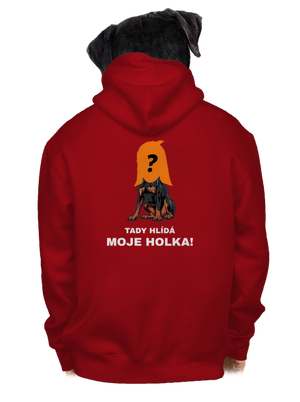 Tady hlídám já pánská mikina na zip Red