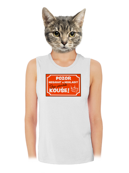 Pozor, nesahat dámské tílko volné White