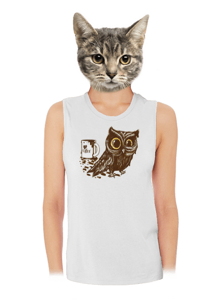 Sova na kofeinu dámské tílko volné White