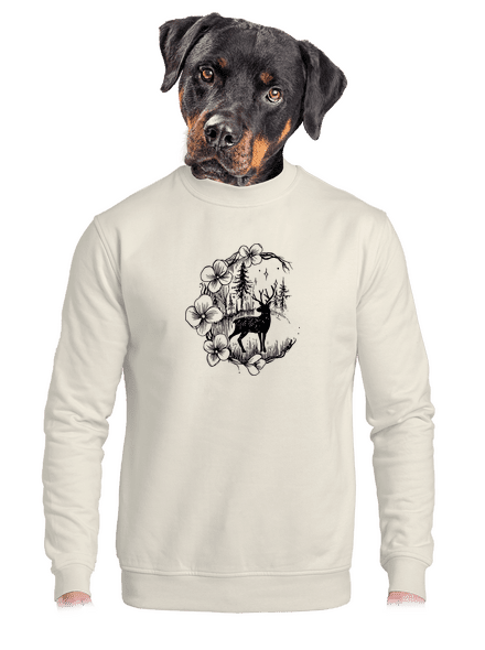 Jelen v květu černý unisex mikina bez kapuce Off White