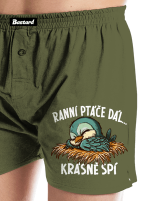 Ranní ptáče spí pánské trenky Khaki