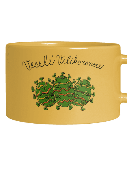 Veselé Velikoronoce hrnek makronka Yellow Macaron