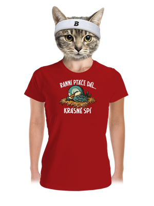 Ranní ptáče spí dámské sportovní tričko Red Mal