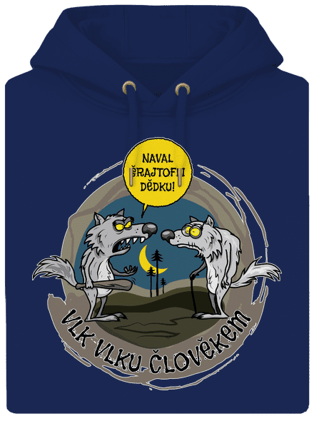 Vlk vlku člověkem unisex mikina premium Navy