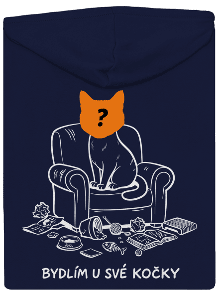 Bydlím u své kočky pánská mikina na zip Navy