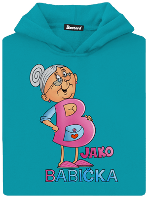 B jako babička dětská mikina klokanka Hawaiian Blue